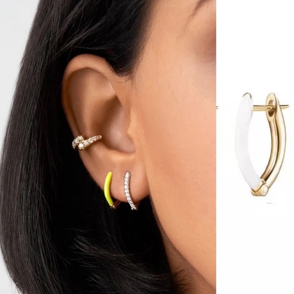 Neon Collection 14kt GP White Enamel Earrings - Picture 4 of 5